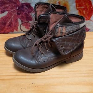 Brown Faux Leather Boots